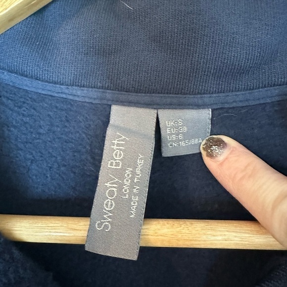 Sweaty Betty Navy Blue Quarter Zip Sherpa Pullover Sweatshirt Size 6 - Picture 7 of 9